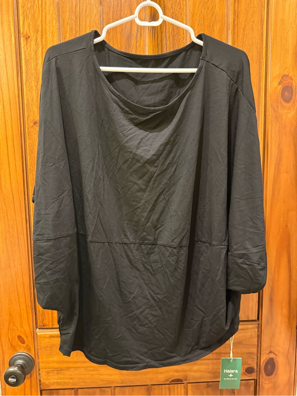 HALARA Round Neck Batwing Sleeve Relaxed Casual Top
